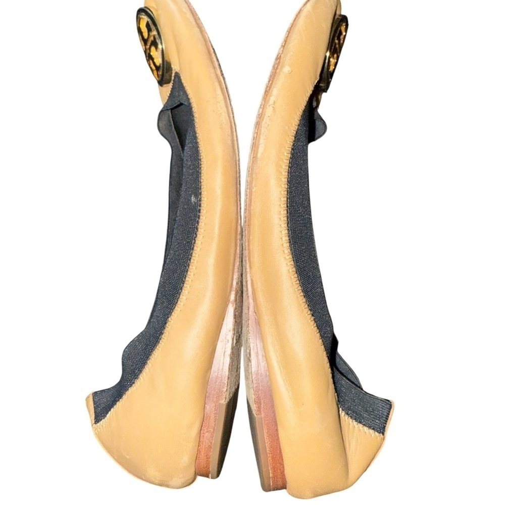 ▶️ Tory Burch ◀️ Caroline Ballet Flat Sand Gold/ Black logo flat shoes 8.5 - Picture 8 of 16